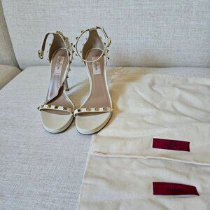 Valentino Studded White/Cream Strap Sandal - Size 38